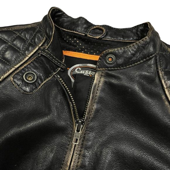 Custom Bilt Leather Motorcycle Jacket Padded with Liner Brown Size S - M * - Picture 7 of 16